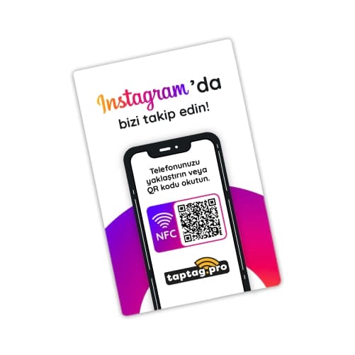 Taptag Pro NFC ve QR Kodlu Instagram Takip ve Profil Yönlendirme Kartı
