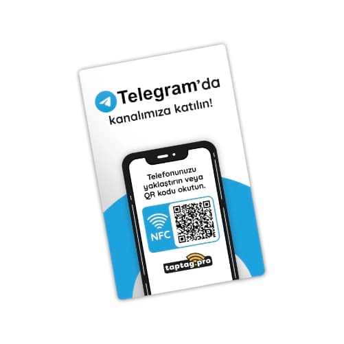 Taptag Pro NFC ve QR Kodlu Telegram Kanal Yönlendirme Kartı