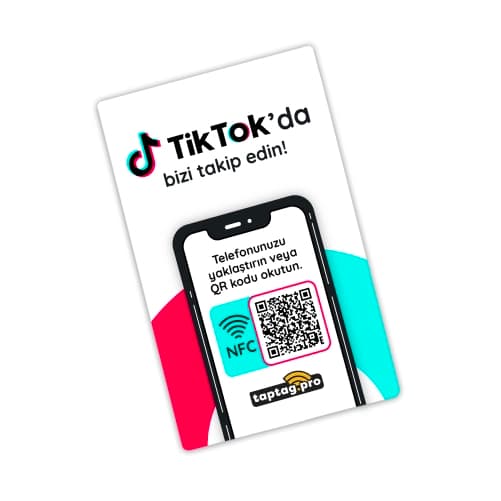 Taptag Pro NFC ve QR Kodlu Tiktok Takip ve Profil Yönlendirme Kartı